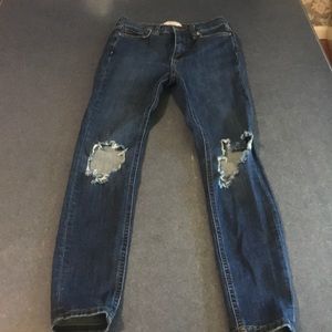 Free People skinny stretch destroyed knee denim